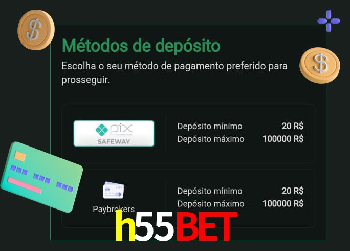 O cassino h55bet oferece uma grande variedade de métodos de pagamento